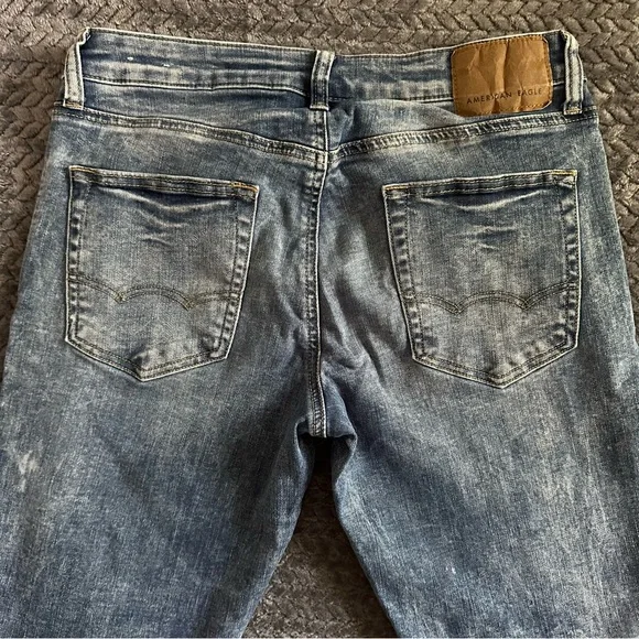 American Eagle Outfitters Blue Slim Jeans Distressed - Picture 3 of 13